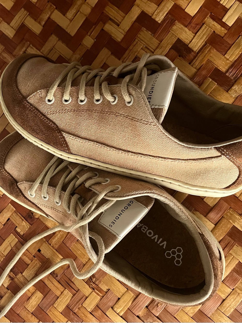 Groundies Amsterdam  Women’s Beige and Brown Canvas Sneakers